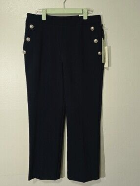 Rachel Zoe Navy Skinny Leg Pants with Gold Button Accent